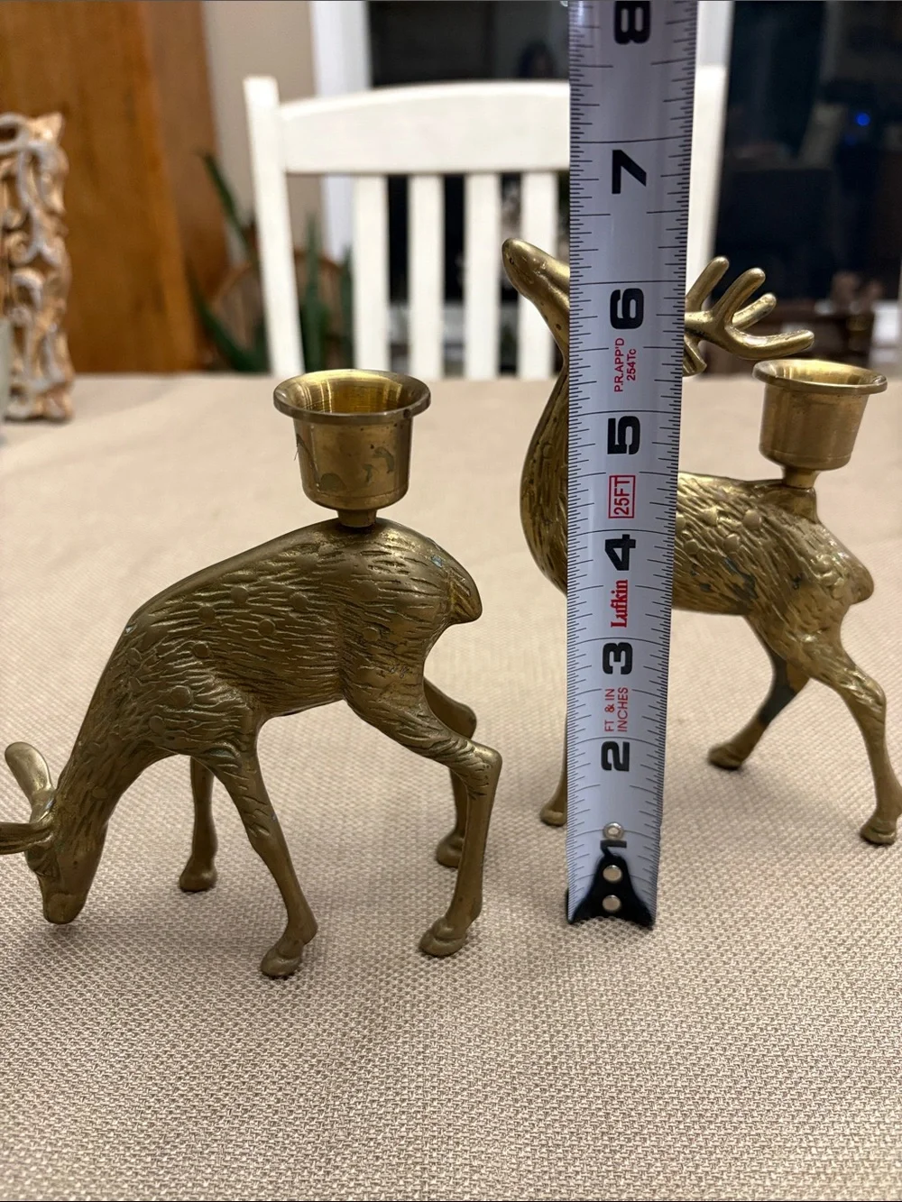 2 Brass Reindeer Taper Candlestick Candle Holders MCM vintage